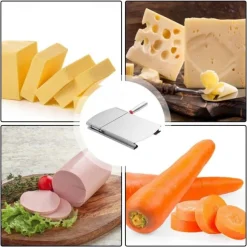 Home Kitchen Tools Stainless Steel Cheese Slicer Wire Cutter With Scale Measuring Board Nonslip Base Cheese Butter Cake Ham Cut Stainless Steel Cheese Slicer With Scale Slicer Household Baking Tool