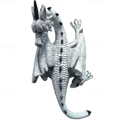 Horned Dragon Wall Sculpture, Polyresin, Grey Stone, Gothic & Medieval Decor, Desktop And Shelf Decorations, Decorative Office Gifts For Men