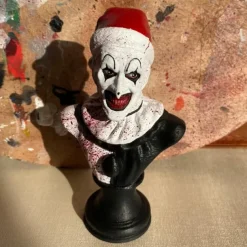 Horror Art Clown Bust Statue, Halloween Clown Ornaments, Resin Horror Movie Clown Figures Sculpture, Realistic Scary Halloween Decoration Props for Indoor Outdoor Home Office Garden Decor