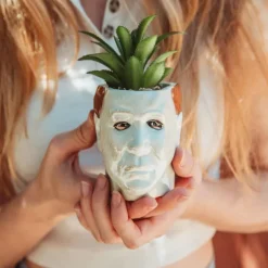 Horror Film Planters Scary Head Plant Pots Small Face Flower Succulent Pots Vase with Drainage Hole for Indoor Outdoor Home Halloween Decoration, Resin