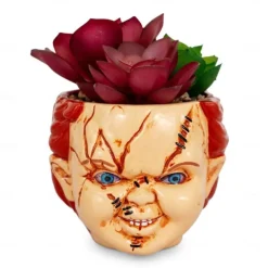 Horror Film Planters Scary Head Plant Pots Small Face Flower Succulent Pots Vase with Drainage Hole for Indoor Outdoor Home Halloween Decoration, Resin