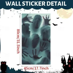 Horror Window Decoration Sticker,PVC Self-Adhesive Bloody Handprint Footprints Knife Stickers Glass Window Floor Decorative Clings Decals for Halloween Party
