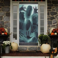 Horror Window Decoration Sticker,PVC Self-Adhesive Bloody Handprint Footprints Knife Stickers Glass Window Floor Decorative Clings Decals for Halloween Party