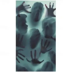 Horror Window Decoration Sticker,PVC Self-Adhesive Bloody Handprint Footprints Knife Stickers Glass Window Floor Decorative Clings Decals for Halloween Party