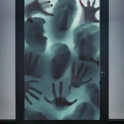 Horror Window Decoration Sticker,PVC Self-Adhesive Bloody Handprint Footprints Knife Stickers Glass Window Floor Decorative Clings Decals for Halloween Party