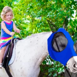 Horse Fly Masks with Ears Head Fly Masks for Horses Smooth Elastic UV Protection Cover from Summer Insect Pests 1PCS