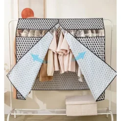 Houndstooth Pattern Clothes Dust Cover, Extra Large Hanging Garment Bags for Closet Storage Bottom Enclosed Garment Rack Cover Sealed Wardrobe Clothes Protector for Coats, Suits, Dresses