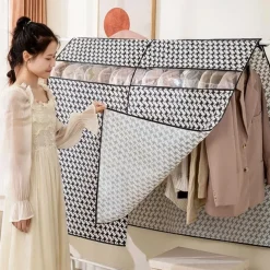 Houndstooth Pattern Clothes Dust Cover, Extra Large Hanging Garment Bags for Closet Storage Bottom Enclosed Garment Rack Cover Sealed Wardrobe Clothes Protector for Coats, Suits, Dresses
