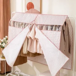 Houndstooth Pattern Clothes Dust Cover, Extra Large Hanging Garment Bags for Closet Storage Bottom Enclosed Garment Rack Cover Sealed Wardrobe Clothes Protector for Coats, Suits, Dresses
