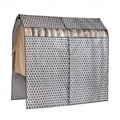 Houndstooth Pattern Clothes Dust Cover, Extra Large Hanging Garment Bags for Closet Storage Bottom Enclosed Garment Rack Cover Sealed Wardrobe Clothes Protector for Coats, Suits, Dresses