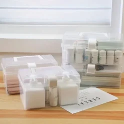 Household Clear Storage Box Desktop Plastic Organizer Box Hand Storage Box Small Box Organizer Box Medicine Box Storage Box Multifunctional Clear Plastic Storage Box for Desktop Car and Toy Organiza