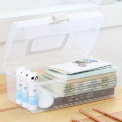 Household Clear Storage Box Desktop Plastic Organizer Box Hand Storage Box Small Box Organizer Box Medicine Box Storage Box Multifunctional Clear Plastic Storage Box for Desktop Car and Toy Organiza