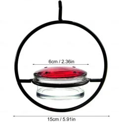 Hummble Slim Hummingbird Feeder Circular Hanging Hummingbird Feeder, Glass Bottle Humming Bird Feeder with Circular Metal Frame and Perch, Outdoor Hanging Humming Bird Feeder