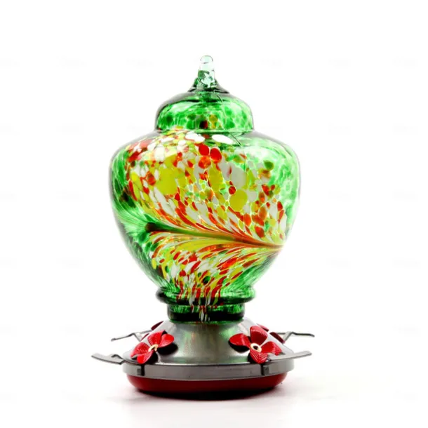 Hummingbird Feeder,Glass Bird Feeder with Color Hand Blown Glass,Leakproof Nectar Capacity Hummingbird Feeders, Garden Bird Feeders with Ant Moat Hook Easy to Clean & Filling
