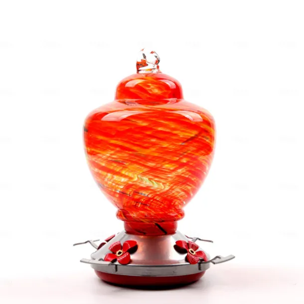 Hummingbird Feeder,Glass Bird Feeder with Color Hand Blown Glass,Leakproof Nectar Capacity Hummingbird Feeders, Garden Bird Feeders with Ant Moat Hook Easy to Clean & Filling