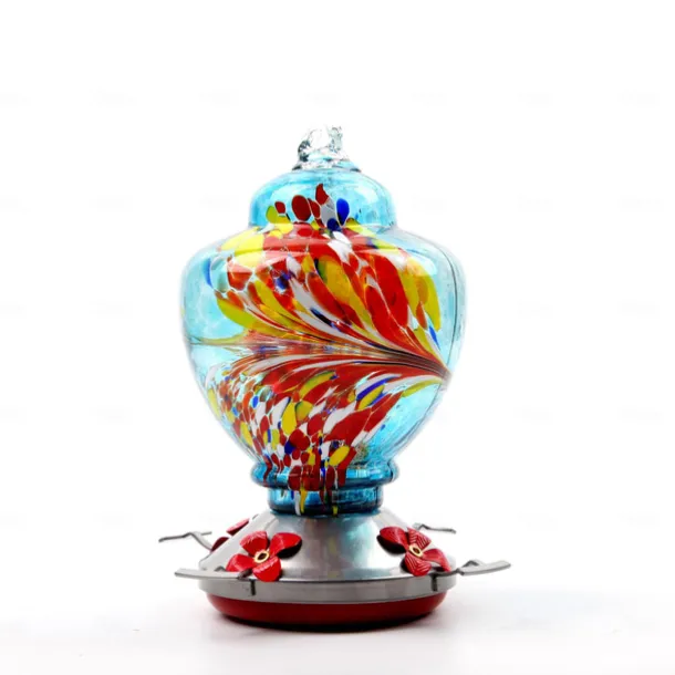 Hummingbird Feeder,Glass Bird Feeder with Color Hand Blown Glass,Leakproof Nectar Capacity Hummingbird Feeders, Garden Bird Feeders with Ant Moat Hook Easy to Clean & Filling