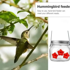 Hummingbird Feeders for Outdoors Portable Applies to All Birds, Bottle Hanging Humming Bird Feeder Outside, Leak-Proof Easy to Clean and Fill, with 3 Feeding Port