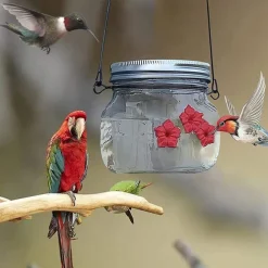 Hummingbird Feeders for Outdoors Portable Applies to All Birds, Bottle Hanging Humming Bird Feeder Outside, Leak-Proof Easy to Clean and Fill, with 3 Feeding Port