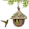 Hummingbird House Charming Decorative Hummingbird House Creative Birdhouse Hanging Straw Nest