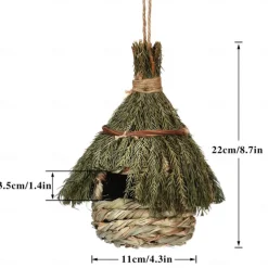 Hummingbird House for Outside,Hand Woven Straw Bird Nest | Small able Natural Grass Birdhouse Birds Roosting Pocket, for Garden Window Patio Home Decoration