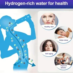 Hydrogen Water Bottle 3 Mins Hydrogen Water Bottle Generator Portable SPE PEM Technology Water Ionizer Gift for Love Suitable for Travel Exercise Home Black Lid