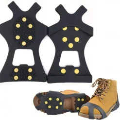 Ice & Snow Grips Cleat Over Shoe/Boot Traction Cleat Rubber Spikes Anti Slip 10 Steel Studs Crampons Slip-on Stretch Footwear