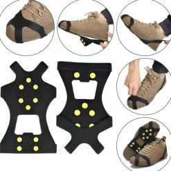 Ice & Snow Grips Cleat Over Shoe/Boot Traction Cleat Rubber Spikes Anti Slip 10 Steel Studs Crampons Slip-on Stretch Footwear