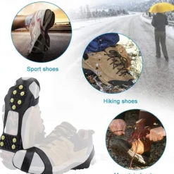 Ice & Snow Grips Cleat Over Shoe/Boot Traction Cleat Rubber Spikes Anti Slip 10 Steel Studs Crampons Slip-on Stretch Footwear