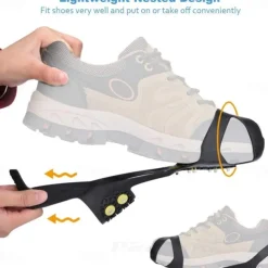 Ice & Snow Grips Cleat Over Shoe/Boot Traction Cleat Rubber Spikes Anti Slip 10 Steel Studs Crampons Slip-on Stretch Footwear