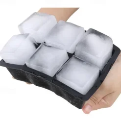 Ice Cube Molds, Large Silicone Whiskey Ice Cube & Sphere Mold, 2-Inch Round & Square Trays with Lids for Cocktails & Bourbon