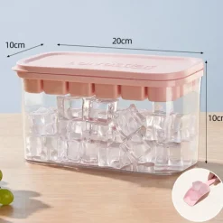 Ice Cube Trays Set, the press ice grid Plastic Ice Cube Tray with Lid & Bin - Perfect for Freezer, Whiskey & Cocktails - Easy Release & Space Saving