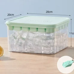 Ice Cube Trays Set, the press ice grid Plastic Ice Cube Tray with Lid & Bin - Perfect for Freezer, Whiskey & Cocktails - Easy Release & Space Saving
