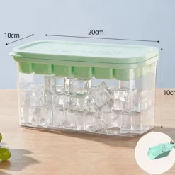 Ice Cube Trays Set, the press ice grid Plastic Ice Cube Tray with Lid & Bin - Perfect for Freezer, Whiskey & Cocktails - Easy Release & Space Saving