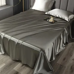 Ice Silk Bed Sheet Single Piece Satin Cloth Cool Silk Bed Sheet Imitation Silk Bed Sheet Pillowcase Three-piece Set