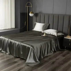 Ice Silk Bed Sheet Single Piece Satin Cloth Cool Silk Bed Sheet Imitation Silk Bed Sheet Pillowcase Three-piece Set