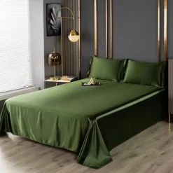 Ice Silk Bed Sheet Single Piece Satin Cloth Cool Silk Bed Sheet Imitation Silk Bed Sheet Pillowcase Three-piece Set