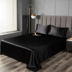 Ice Silk Bed Sheet Single Piece Satin Cloth Cool Silk Bed Sheet Imitation Silk Bed Sheet Pillowcase Three-piece Set