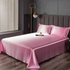 Ice Silk Bed Sheet Single Piece Satin Cloth Cool Silk Bed Sheet Imitation Silk Bed Sheet Pillowcase Three-piece Set