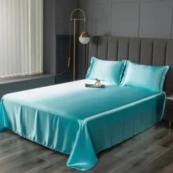 Ice Silk Bed Sheet Single Piece Satin Cloth Cool Silk Bed Sheet Imitation Silk Bed Sheet Pillowcase Three-piece Set