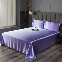 Ice Silk Bed Sheet Single Piece Satin Cloth Cool Silk Bed Sheet Imitation Silk Bed Sheet Pillowcase Three-piece Set