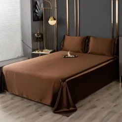 Ice Silk Bed Sheet Single Piece Satin Cloth Cool Silk Bed Sheet Imitation Silk Bed Sheet Pillowcase Three-piece Set