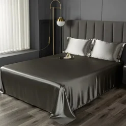 Ice Silk Bed Sheet Single Piece Satin Cloth Cool Silk Bed Sheet Imitation Silk Bed Sheet Pillowcase Three-piece Set