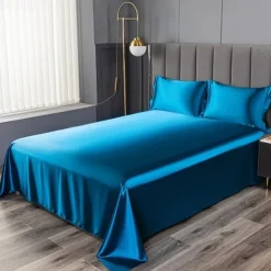 Ice Silk Bed Sheet Single Piece Satin Cloth Cool Silk Bed Sheet Imitation Silk Bed Sheet Pillowcase Three-piece Set