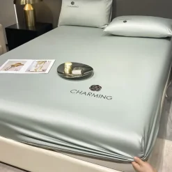 Ice Silk Bed Sheet Three-piece Set Washable Summer Embroidery Cool Mat Bed Cover Dust Cover Light Luxury Bed Cover Mattress Cover