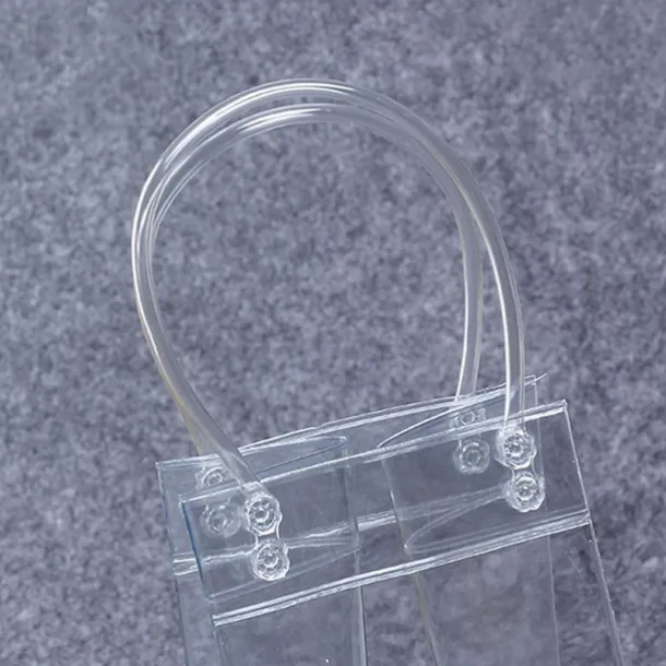 Ice Wine Bag, Clear Portable Collapsible Wine Cooler Bags with Handle, PVC Wine Pouch Bags for Champagne Cold Beer White Wine Chilled Beverages