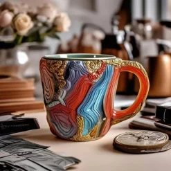 Imitation Mineral Crystal Coffee Mugs 2025 Colorful Resin Crystal - Elegant Christmas Gift for Home & Office, Ideal for Christmas
