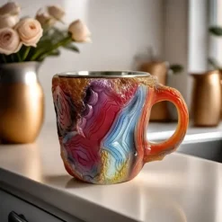 Imitation Mineral Crystal Coffee Mugs 2025 Colorful Resin Crystal - Elegant Christmas Gift for Home & Office, Ideal for Christmas