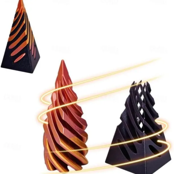Impossible Pyramid Passthrough Sculpture, Pass Through Pyramid Fidget Toy, 3D Printed Spiral Cone Toy, Mini Vortex Thread Illusion, Pyramid Passthrough Sculpture, Desktop Deco Souvenir Gift
