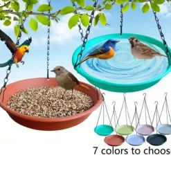 2-In-1 Bird Feeder Tray With 7 Colors Outdoor Bird Feeder Suitable For Garden Wildlife Bird Bath Drinking Water And Home Feeding