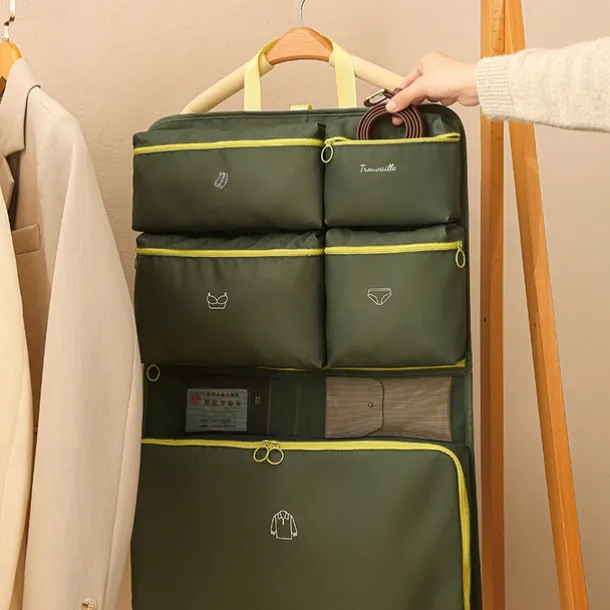 7-in-1 Clothing Organizer Set, Foldable Travel Storage Bags, Hanging Luggage Organizer, Underwear Dividers for Efficient Packing